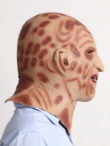 1 件恐怖鬼魂乳胶全头面具，搞笑秃头黑帮设计，适用于密室逃脱、节日鬼屋、恐怖化妆舞会 - 彩色 - 查看 4