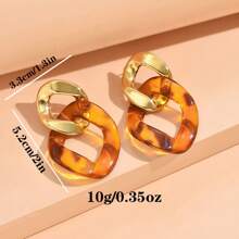 1 对时尚几何拼布休闲耳环（由于拍摄时的光线和角度，实际产品可能与图片略有色差），女士珠宝礼物