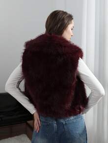 Chaleco/Chaqueta de mujer de moda de invierno con falso pelo de angora rojo