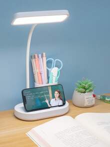 1 件 LED 多功能手机座笔架灯，学生宿舍护眼阅读学习灯，台灯 - 白色 - 查看 5