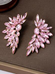 1 par de pendientes de pluma con cristales de estrás de aleación de moda 3D para baile latino