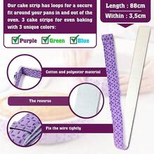 4PCS Cake Pan Strips Heat Protection Belt Bake Even Strip Moist Baking Tool - Purple - View 5