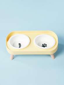 PETSIN New Cat/Dog Elevated Double Bowls, Integrated Food And Water Bowls On High Stand, Available In Plastic/Stainless Steel/Ceramic, Multiple Colors To Choose For Your Beloved Pets - Multicolor - View 5