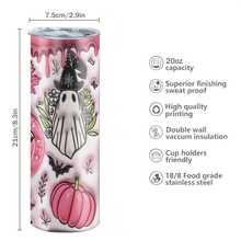 1pc 20oz Stainless Steel Insulated Tumbler, Halloween Limited Edition. Pink Halloween Ghost Pattern, Cute And Fun. Suitable For Personal Use Or Gift, Also A Must-Have Item For The Holiday. - Multicolor - View 6