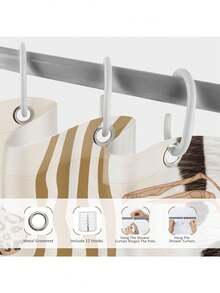Boho Shower Curtain 66x72 Inch, Multi-Size, Abstract Retro Mid Century Shower Curtains For Bathroom Decor,Minimalist Tropical Modern Shower Curtain Set Home Decor With Hooks - A11-綠色 - 查看 6