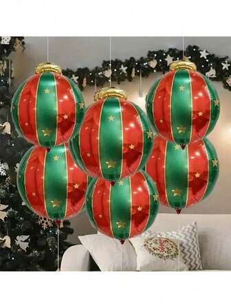 5pcs Reusable Christmas Balloons, Suitable For Christmas, Thanksgiving Hanging Decor, Room, Home Decoration, Theme Party Background, New Year Celebration, Outdoor Garden Yard Decorations