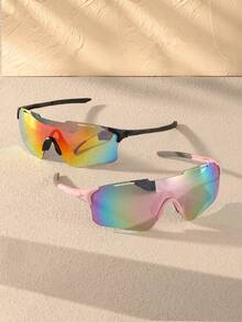 1/2 件女式可爱骑行运动眼镜一体式樱花粉色护目镜，适合跑步、徒步旅行、海滩、旅行、日常使用，时尚秋季配饰护目镜 - 漸層色 - 查看 15