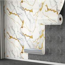 1 卷，优质大理石自粘墙纸，可移除 DIY 墙贴，防水、防油、易于维护和清洁，适用于厨房、浴室、墙壁装饰，现代简约艺术风格墙纸墙贴房间装饰壁纸贴纸墙壁卧室装饰厨房装饰家居装饰 - 白金 - 查看 2