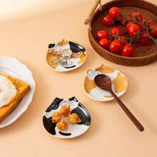 1 pièce Repose-cuillère en céramique, support de cuillère en forme de chat mignon, support d'ustensiles de cuisine, applicable sur le plan de travail de la cuisine, accessoire de cuisine au design unique de chat, cadeau de pendaison de crémaillère, Halloween, Noël pour les amateurs de chats - Multicolore - Voir 7