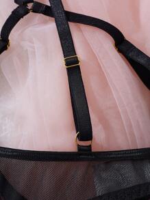 2pcs/Set Fuchsia Embroidered Lace Trim Hollow-Out Floral Bralette Lingerie Set, Sexy Open Crotch Pants, Classic & Seductive Sleepwear Set For Women - Hot Pink - View 5