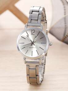 1pc Graduation Digital Small Disc Girls Steel Strap Watch And 1pc Bracelet Jewelry Set For Ladies - Silver - View 2