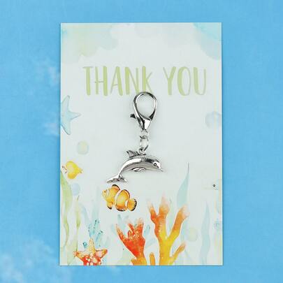 2pcs/4pcs Silvery Dolphin Keychains With Ocean-Themed "THANK YOU" Gratitude Cards, Ideal For Family,Teacher Appreciation, Christmas,Ocean Lovers And Friend Gratitude Gifts,Daily Key And Bag Decoration Gifts For Mother, Father, Graduation, And Teacher