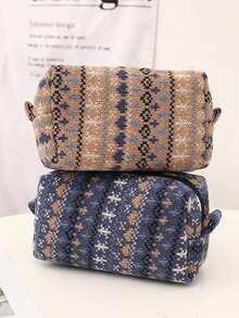 1 Stück Weihnachts-Themen Make-up Tasche, kreatives Weihnachts-Design in Rot, Blau, Grün und anderen Farben, geeignet für die tägliche Kosmetikaufbewahrung von Mädchen, Reiseaccessoires - modische tragbare Aufbewahrungsutensilien