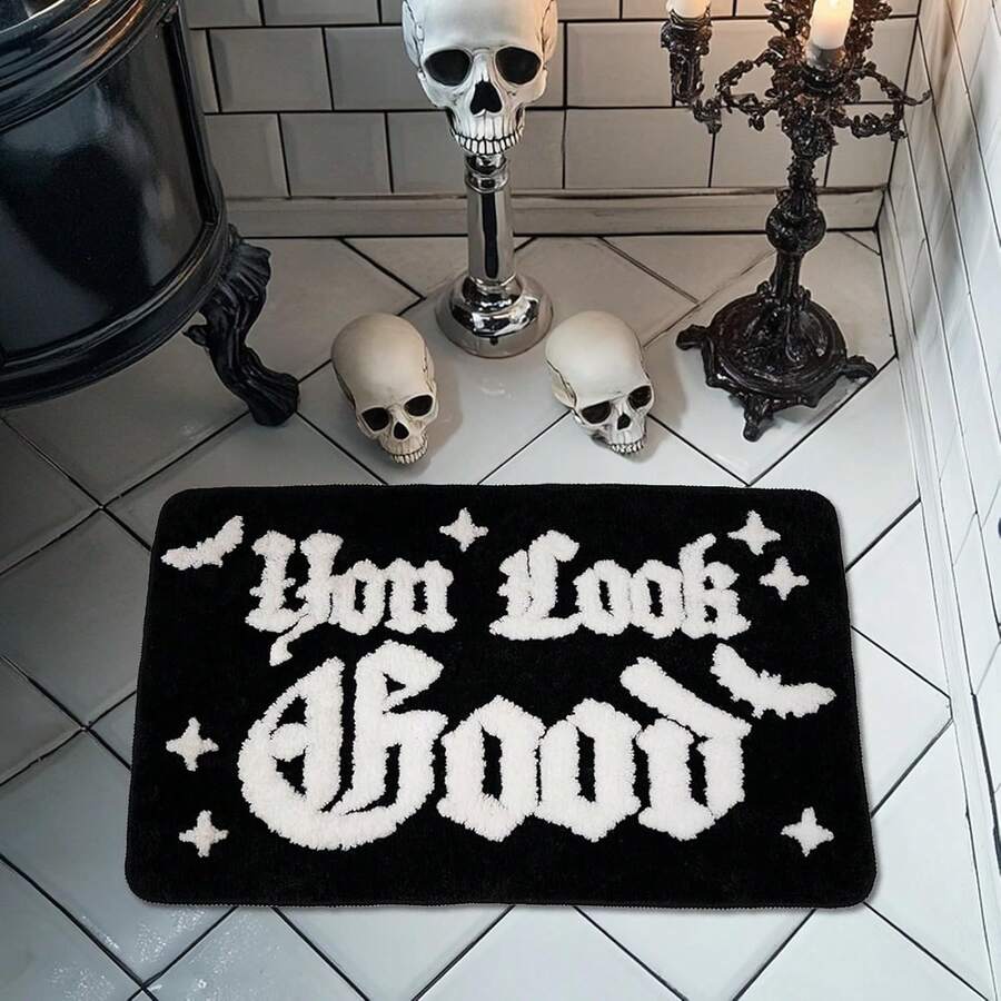 Halloween Rug Your Look Good Gothic Bathroom Shower Rug Halloween Bath Mat Spooky Bathroom Shower Mat Floor Doormats Rugs For Tub Home Living Room - Black - View 1