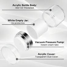 3 Pcs Airless Pump Jars Mixed, Empty Makeup Containers, Refillable Vacuum Bottle Dispenser For Cream, Travel Bottles For Toiletries, Leak Proof Air Pump Jar For Cream Lotion, Eye Cream, Liquid, Foundation, Shampoo - 3 件裝 - 查看 6