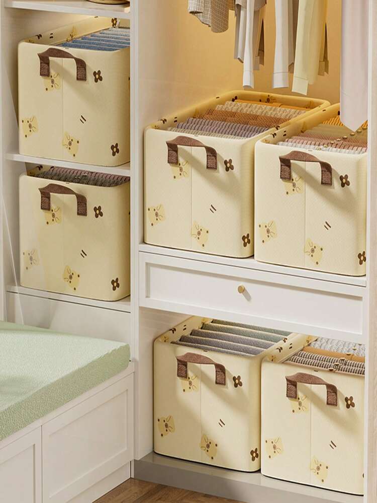 1 件可折叠衣物收纳盒带手柄，大容量，加固便携式储物箱，适用于床上用品、棉被、节省空间的衣柜、卧室、家庭、宿舍、洗衣篮、玩具收纳盒 - 彩色 - 查看 4