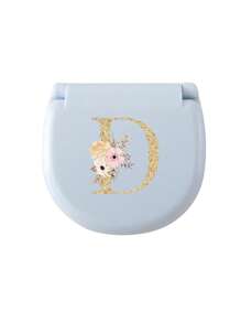 1个蓝色缝纫工具盒，金色三花字母图案，金色A-Z字母图案，缝纫初学者完美礼物：1套便携式迷你缝纫工具包 - 可折叠，DIY缝纫用品和配件，适合旅行者和应急衣物收纳，迷你针盒，便携式小型针包，缝纫工具组合套装，适合酒店、宿舍、学校必备