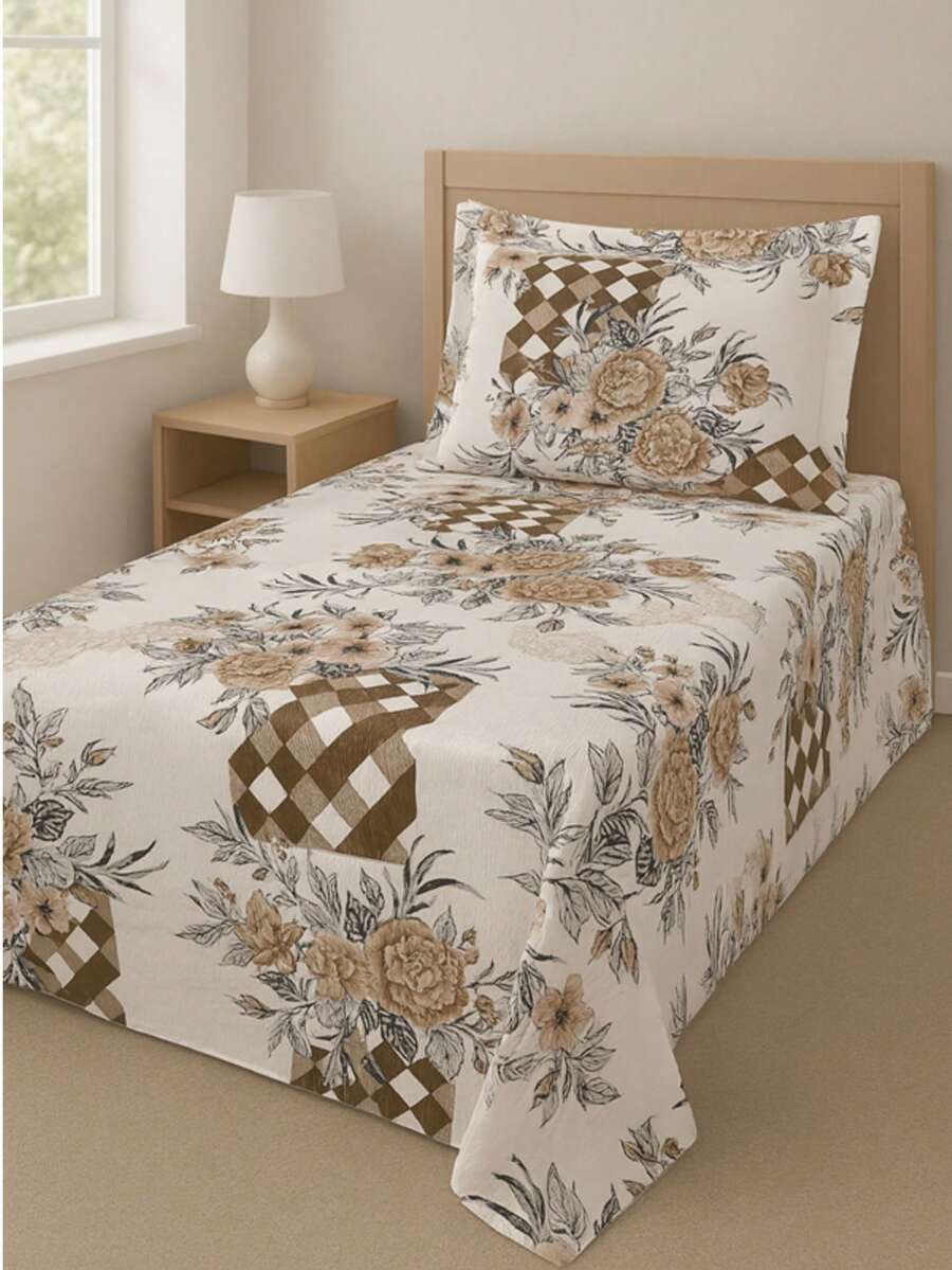 SINGLE BEDSPREADER IN SIMPLE PRINTED FABRIC AND ITEMS FOR DAILY USE - MÀU 07 - Xem 1