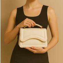 Femina Vega Metallic Metal Bag With Hand Strap And Shoulder Strap - Beige - View 2