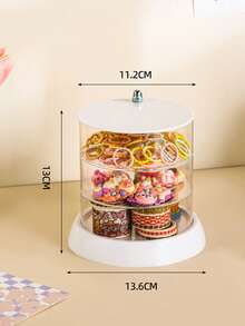 1 Peça Caixa Giratória de Armazenamento de Acessórios para Cabelo com Compartimentos Múltiplos, Organizador de Grampos e Laços de Cabelo, Caixa de Exibição de Acessórios para Cabelo de Crianças, Organizador Multiuso para Pentes, Óculos, Pincéis de Maquiagem etc., Material PET Simples e Prático, Presente Perfeito para o Dia da Criança e Aniversário