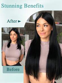 nimoki 22Inch Invisible Wire Hair Extensions For Daily Use Straight Wire Hairpiece Synthetic Hair Extensions With Transparent Adjustable Wire For Women(Redwood) - Redwood - View 5