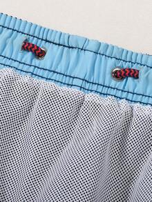 Men's Swim Trunks Solid Color Fashion Casual Quick Dry Swim Shorts With Pockets & Mesh Lining Beach Shorts For Beach Summer Holiday Swimming Surfing - Màu xanh nhạt - Xem 8