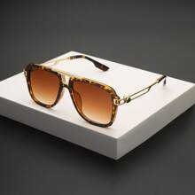 1 Pair Men's Plus Size Metal Square Frame Vintage Casual Decorative Fashion Fashion Glasses, Suitable For Outdoor Wear - Black - View 11