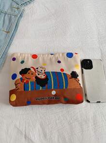 可爱卡通印花化妆包 复合面料化妆包 唯美女士手提包 钱包 收纳化妆包 女生行李包 旅行收纳包 可爱收纳包 开学季学生必备 学校假期旅行必备包 返校用品女士旅行包 - 彩色 - 查看 8