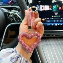 1 buc breloc strălucitor cu inimă și stras, cadou de Crăciun personalizat, breloc drăguț pentru prietenă, accesoriu de modă strălucitor din aliaj de zinc pentru toate anotimpurile, accesorii pentru genți, șnururi cu suport pentru legitimație, accesorii auto, brelocuri pentru genți