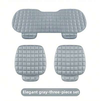 3pcs OLENGKKY Car Seat Cushions - Non-Slip Rubber Bottom With Storage Pouch, Premium Comfort Memory Cotton, Fit For All Vehicles, Light Blue & White, Durable & Easy-Clean Design, Vehicle Comfort Enhancement, Stylish Interior Accessory, Easyclean Material