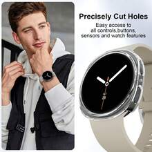 1pc New Hollow PC Hard Watch Case, Compatible With Samsung Galaxy Watch 8 40mm/44mm/8 Classic 46mm For Men & Women, Matte Protective Cover, Hollow Sweat-Proof, Smart Watch Accessory - Clear - View 3
