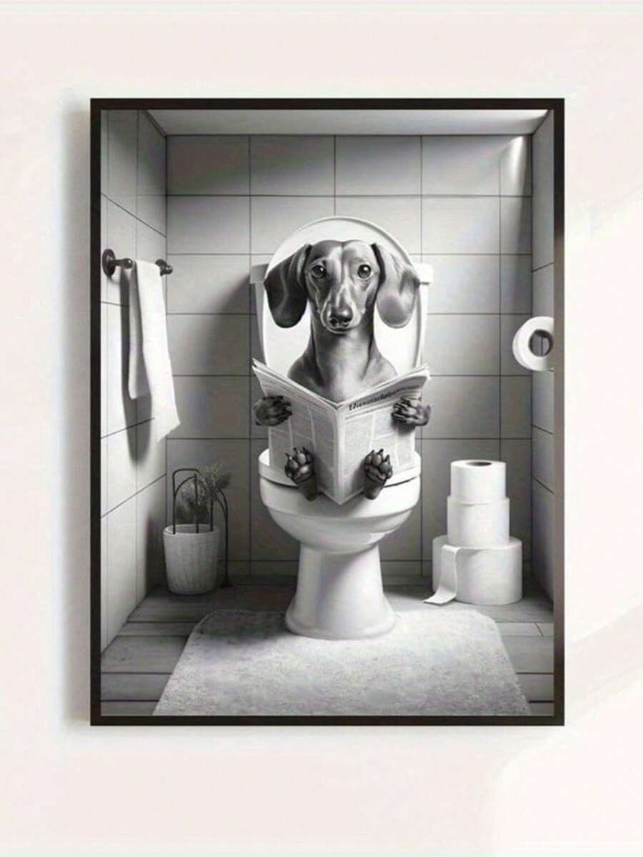 [幽默腊肠犬艺术] 幽默腊肠犬 1 件无框帆布墙画 | 无需电力的悬挂帆布画，通用节日装饰，家居和宿舍墙壁装饰 - 多款可選擇 - 查看 1