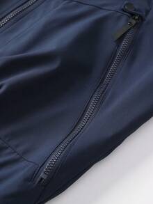 Autumn And Winter Thin New Large Solid Color Jacket Sports Outdoor Business Leisure Stand Up Collar Large Pocket Jacket - Navy Blue - View 5