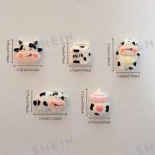 5 piezas/10 piezas aleatorias de imanes de vaca de dibujos animados lindos, imanes ovalados de plástico para refrigerador y pizarra blanca para decoración del hogar y la oficina, suministros educativos creativos, decoraciones magnéticas
