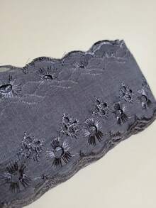 English Embroidery Piece 5cm Wide - 13.70 Meters Long. Embroidered Lace - Xám - Xem 2