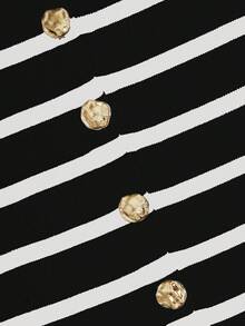 Marisole 复古时尚优雅金属纽扣前开襟纯色无袖圆领商务外套工作服马甲，修身简约休闲条纹毛衣女款，春夏秋季，母亲节 - 彩色 - 查看 5