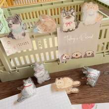 2/4/7件可爱卡通猫咪便签夹，优质双面亚克力/PP猫咪便签夹，适用于整理文件、相册、零食袋、墙面装饰和试卷 - 彩色 - 查看 6