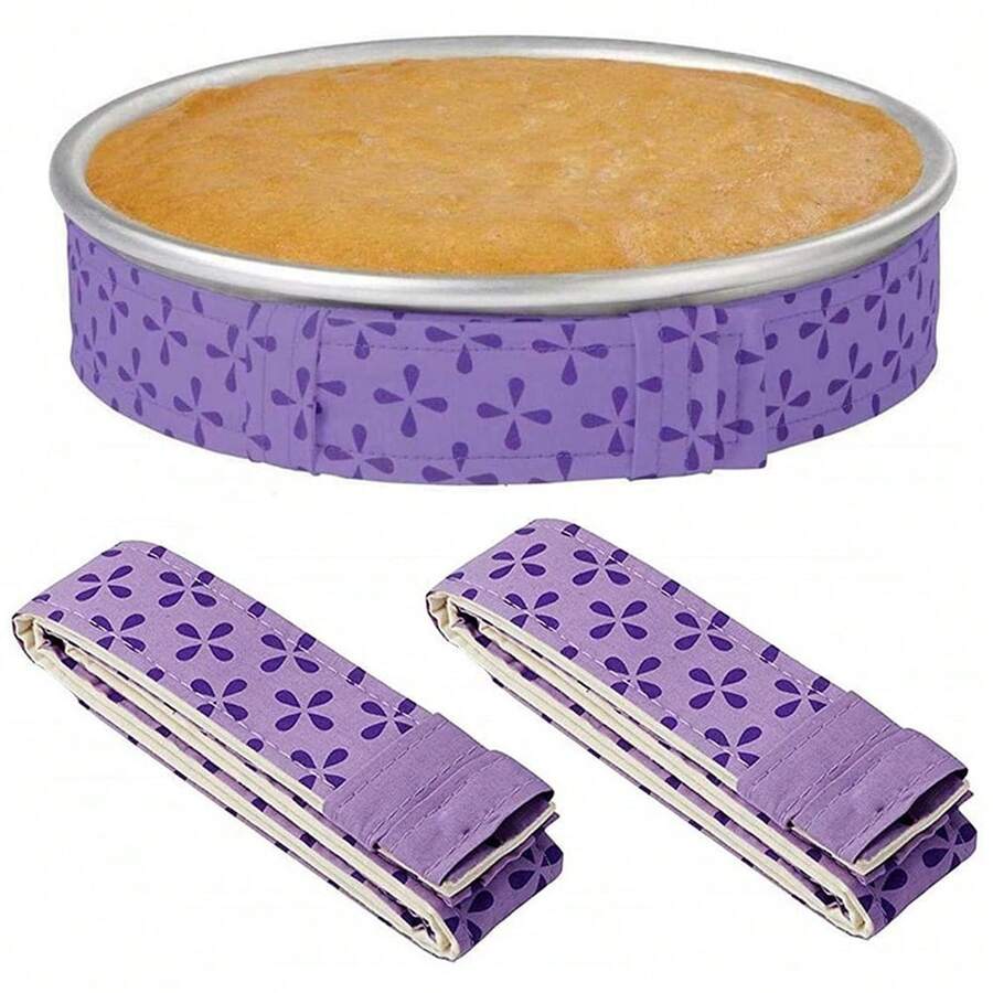 4PCS Cake Pan Strips Heat Protection Belt Bake Even Strip Moist Baking Tool - Purple - View 1