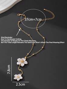 1 chiếc vòng cổ mặt dây chuyền hình hoa 5 cánh màu trắng thanh lịch thủ công dành cho nữ (Không có hộp quà tặng. Do cắt thủ công, số lượng hạt trên dây chuyền có thể thay đổi, nhưng chiều dài cuối cùng vẫn giữ nguyên) - trắng - Xem 5
