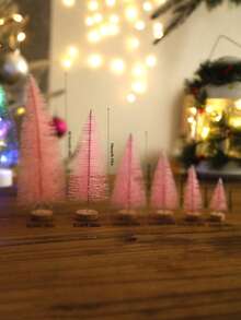 1棵/6棵圣诞粉色迷你松树，人造树，带木质底座，节日桌面装饰，理想的圣诞节中心摆件，非常适合节日家居装饰和派对装饰，圣诞节送礼佳品，圣诞装饰，房间装饰，冬季圣诞装饰，家居圣诞礼物，圣诞装饰 - 彩色 - 查看 15