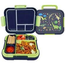 Boîte à Bento - Boîte à Lunch Grande de 4,8 Tasses avec 2 Récipients Modulaires - 4 Compartiments, Étanche, Poignée Portable, Compatible Micro-ondes/Lave-vaisselle Idéal pour l'École, le Travail et les Voyages, la Cuisine, les Cadeaux de Noël, les Fournitures Scolaires