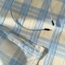 1 块经典艺术蓝色格子桌布，适合派对、聚会、家居装饰 - 藍色 - 查看 5