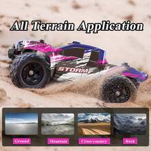 High-Speed Full Scale 4WD RC Car, All-Terrain Monster Truck, RC380 High Speed Motor, With Adjustable Strength Shock Absorber, 2.4GHz Remote Control, With 2 Rechagreable Batteries, Outdoor Sports Drifting/Racing/Climbing, Birthday Christamas Gifts For RC Hobby Beginner - 紫色 - 查看 2