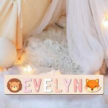 1 Pieza Rompecabezas personalizado con nombre, personaliza tu nombre, múltiples colores, se puede combinar con elementos lindos, juguetes educativos de madera para el aprendizaje temprano, regalo para bautizo o aniversario de bebé