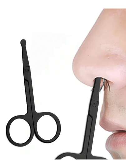 1 chiếc kéo tỉa lông mũi màu đen, 1 chiếc kéo tỉa lông mũi bằng thép không gỉ, kéo chính xác, kéo đầu tròn, kéo nhỏ đa năng dùng hàng ngày, quà tặng, du lịch, đồ dùng giá rẻ, vật dụng cần thiết khi đi du lịch