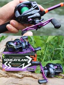 SOUGAYILANG Baitcasting 全套钓鱼套装：碳纤维两节鱼竿和 8+1 轴承渔线轮 | 8 公斤（17.8 磅）拖拽力 | 全套装备包括鱼线、拟饵、鱼饵和配件 | 颜色/款式可能有所不同 - 紫色 - 查看 10