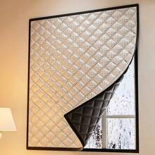 1pc Heat Insulation Blackout Curtain, Winter Windproof Thermal Curtain, Soundproof Insulating Curtain, Summer Bathroom Kitchen Bedroom UV Protection Sunshade, Seal Window, Blackout Soundproof, Easy Installation With Hook And Loop No Drilling Required - Black and White - View 3