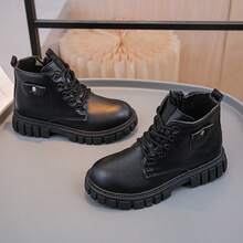 Botas sencillas y cómodas para ninos, botas de estilo británico multifuncionales de color negro para ninos y niñas.Botas sencillas y cómodas para niños, botas de estilo británico multifuncionales de color negro para niños y niñas - Negro - Ver 2