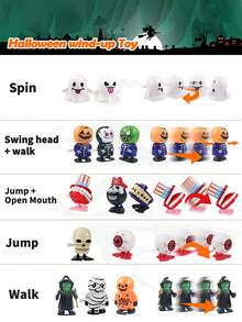 6 pièces Jouets à remonter d'Halloween, Jouets à remonter en vrac pour les faveurs de fête d'Halloween, les sacs surprises, les faveurs de fête, les prix de jeux de carnaval