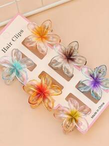 6 Stück Halloween Blumen Muster Party ABS Kunststoff (ABS Harz) 6 Stück Blumen Muster Party ABS Kunststoff (ABS Harz) 6 Stück 4CM bunte kleine Chrysanthemen Haarklammern Blumen Klauen Seitenklauen Halbklauen Hinterkopf Haarklauen Elegante Haarzubehör